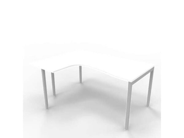 Scrivania penisola sinistra piano bianco 160x120xH.75 cm gamba a ponte in acciaio argento linea Practika P3 ECSPT16S-BA-A