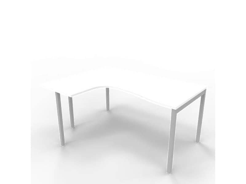 Scrivania penisola sinistra piano bianco 160x120xH.75 cm gamba a ponte in acciaio argento linea Practika P3 ECSPT16S-BA-A