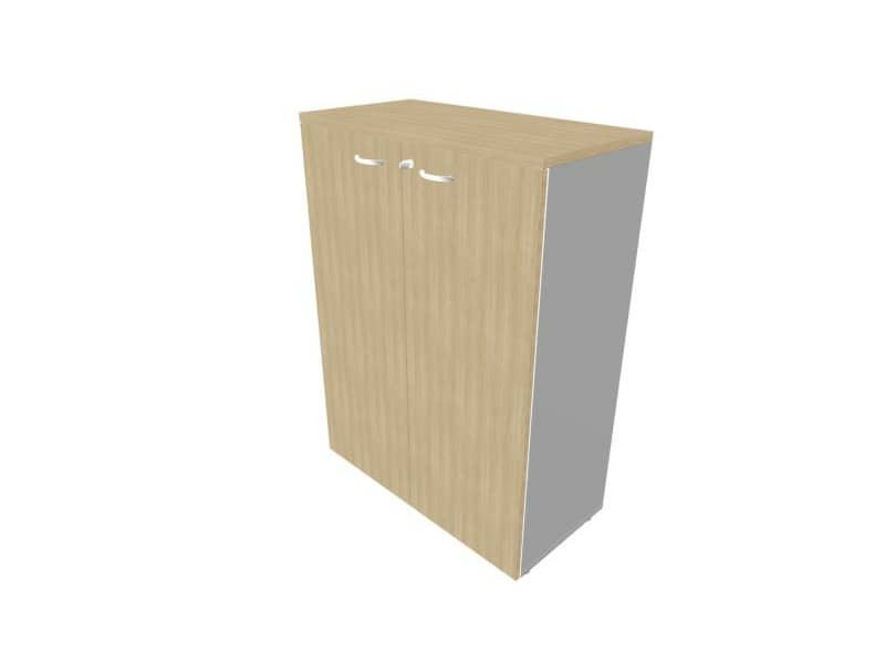 Armadio medio con ante battenti rovere scocca argento 90x45xH.123,2 cm linea Practika Quadrifoglio – ECEM90M-RK-AA-RK