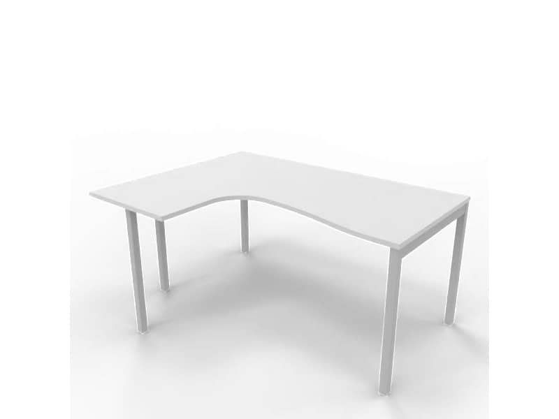 Scrivania penisola sinistra piano grigio 160x120xH.75 cm gamba a ponte in acciaio argento linea Practika P3 ECSPT16S-GR-A