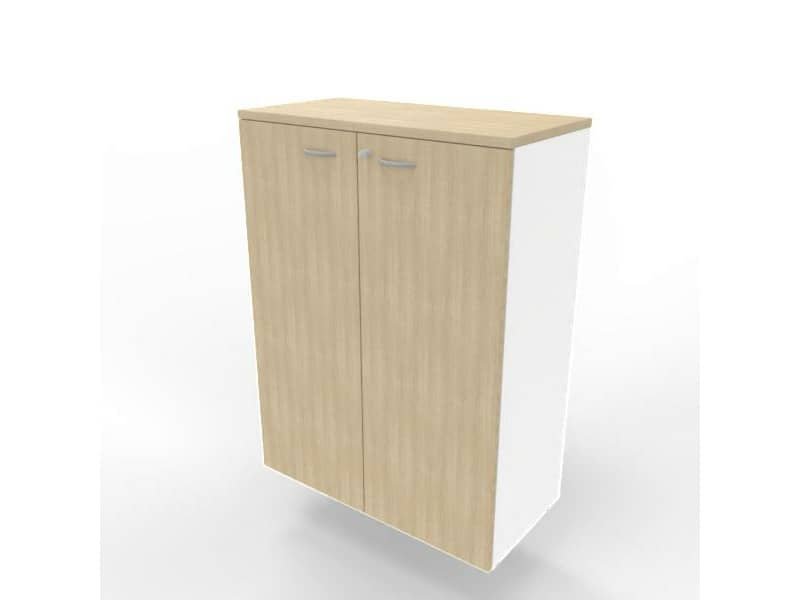 Armadio medio con ante battenti rovere scocca bianca 90x45xH.123,2 cm linea Practika Quadrifoglio – ECEM90M-RK-BA-RK