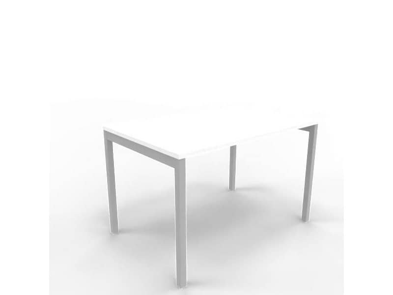 Scrivania piano bianco 120x80xH.75 cm gamba a ponte in acciaio argento linea Practika P3 Quadrifoglio – ECSPT120-BA-A