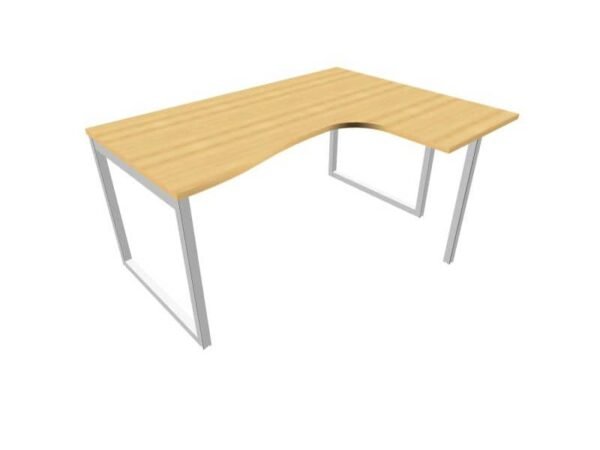 Scrivania penisola destra piano faggio 160x120xH.75 cm gamba ad anello acciaio argento Practika P2 ECSAT16D-FA-A