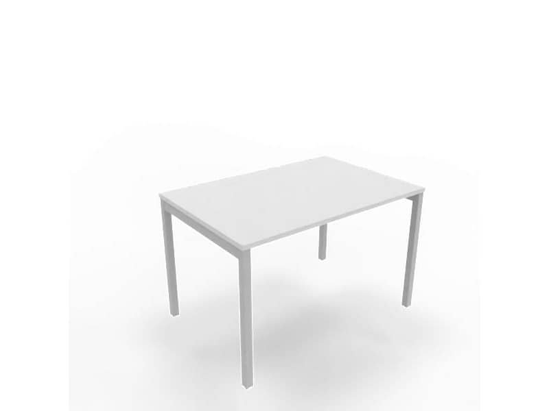 Scrivania piano grigio120x80xH.75 cm gamba a ponte in acciaio argento linea Practika P3 Quadrifoglio – ECSPT120-GR-A