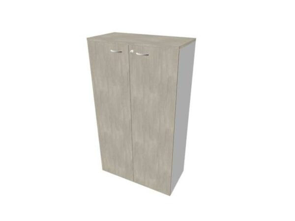 Armadio medio con ante battenti cemento scocca argento 90x45xH.160 cm linea Practika Quadrifoglio - ECEL90L-CL-AA-CL