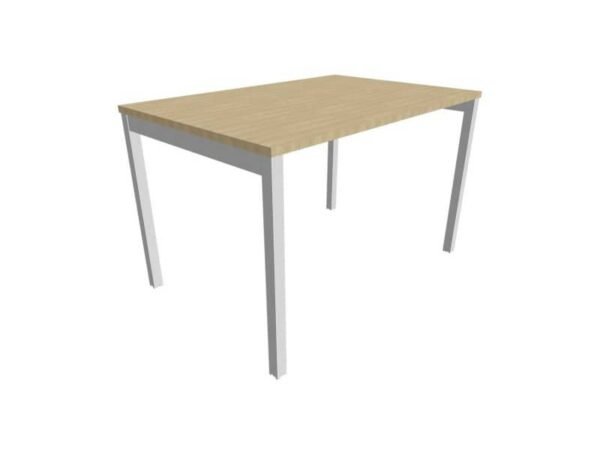 Scrivania piano rovere 120x80xH.75 cm gamba a ponte in acciaio argento linea Practika P3 Quadrifoglio - ECSPT120-RK-A