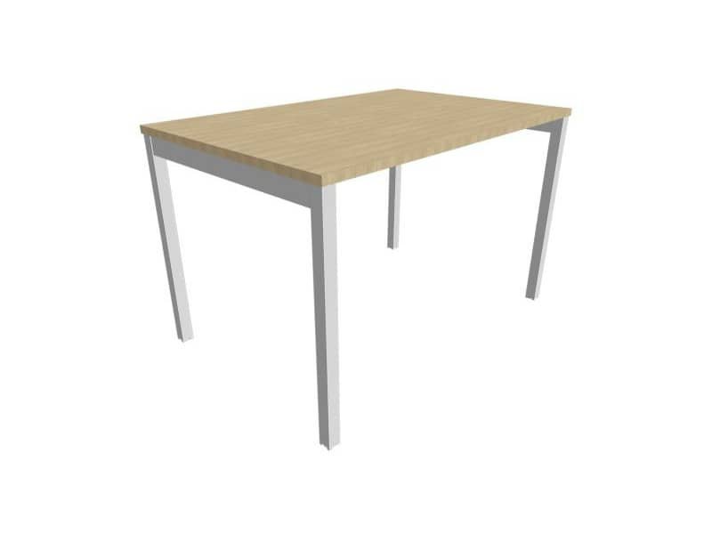 Scrivania piano rovere 120x80xH.75 cm gamba a ponte in acciaio argento linea Practika P3 Quadrifoglio – ECSPT120-RK-A
