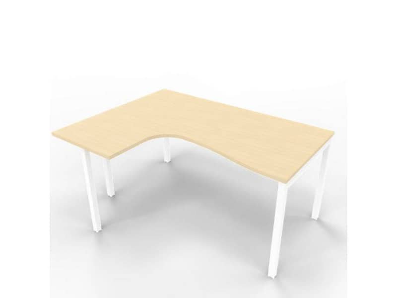 Scrivania penisola sinistra piano rovere 160x120xH.75 cm gamba a ponte in acciaio bianco linea Practika P3 – ECSPT16S-RK-I
