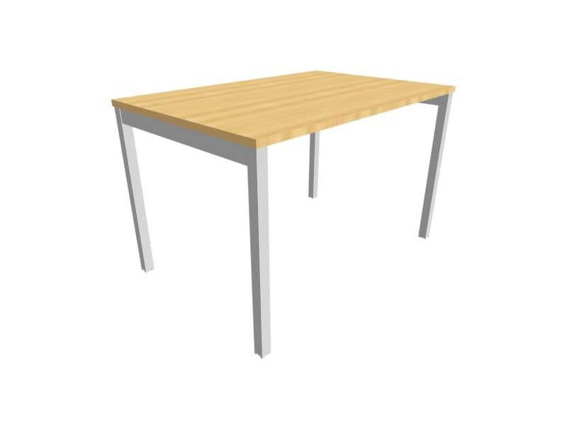 Scrivania piano faggio 120x80xH.75 cm gamba a ponte in acciaio argento linea Practika P3 Quadrifoglio – ECSPT120-FA-A
