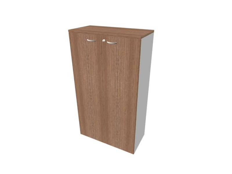 Armadio medio con ante noce canaletto scocca argento 90x45xH.160 cm linea Practika Quadrifoglio – ECEL90L-NO-AA-NO
