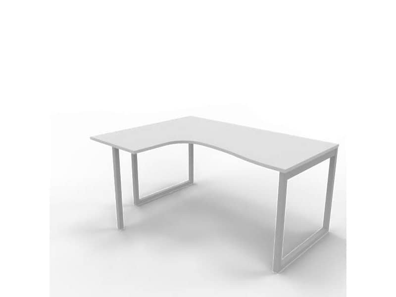 Scrivania penisola sinistra piano grigio 160x120xH.75 cm gamba ad anello acciaio argento Practika P2 ECSAT16S-GR-A