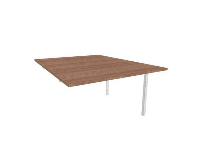 Postazione aggiuntiva bench piano noce 120x160xH.75 cm gamba a ponte in acciaio argento Practika P3 – ECBIC12-NO-A