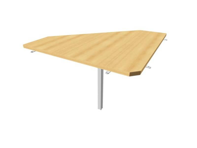 Raccordo 90ø piano faggio 84x84xH.75 cm gamba in acciaio argento per scrivanie Practika P4 Quadrifoglio ECRA9004-FA-A