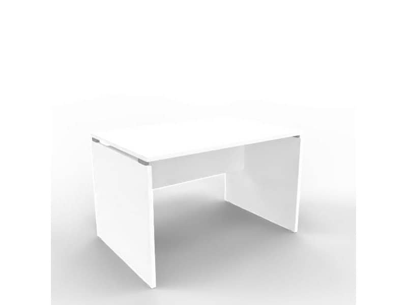 Scrivania piano bianco 120x80xH.75 cm fianco a pannello in melaminico in tinta Practika P4 Quadrifoglio ECSLP120-BA-BA