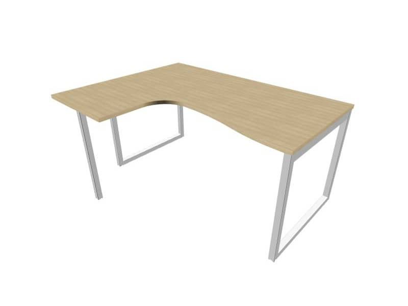 Scrivania penisola sinistra piano rovere 160x120xH.75 cm gamba ad anello acciaio argento Practika P2 ECSAT16S-RK-A