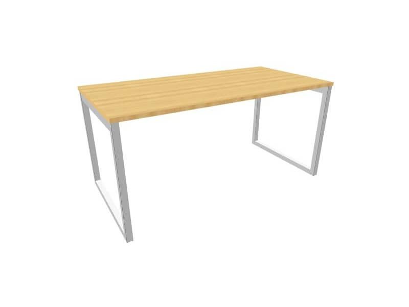 Scrivania piano faggio 160x80xH.75 cm gamba ad anello in acciaio argento linea Practika P2 Quadrifoglio – ECSAT160-FA-A