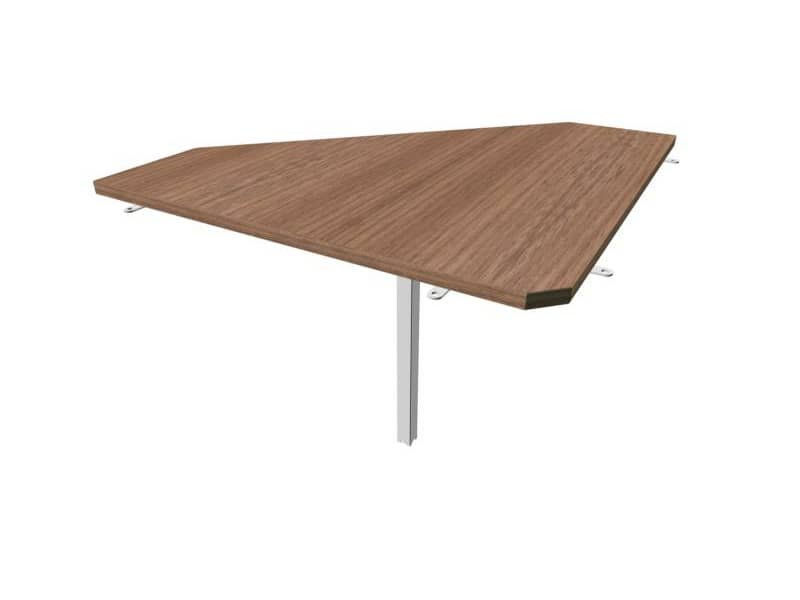 Raccordo 90ø piano noce canaletto 84x84xH.75 cm gamba in acciaio argento per scrivanie Practika P4 ECRA9004-NO-A