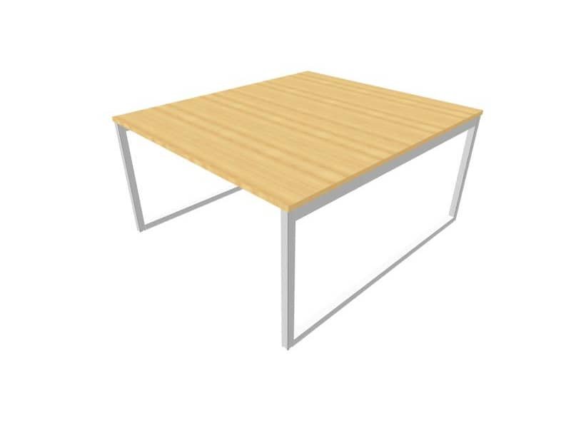 Bench piano faggio 140x160xH.75 cm gamba ad anello in acciaio argento linea Practika P2 Quadrifoglio – ECBEA14-FA-A