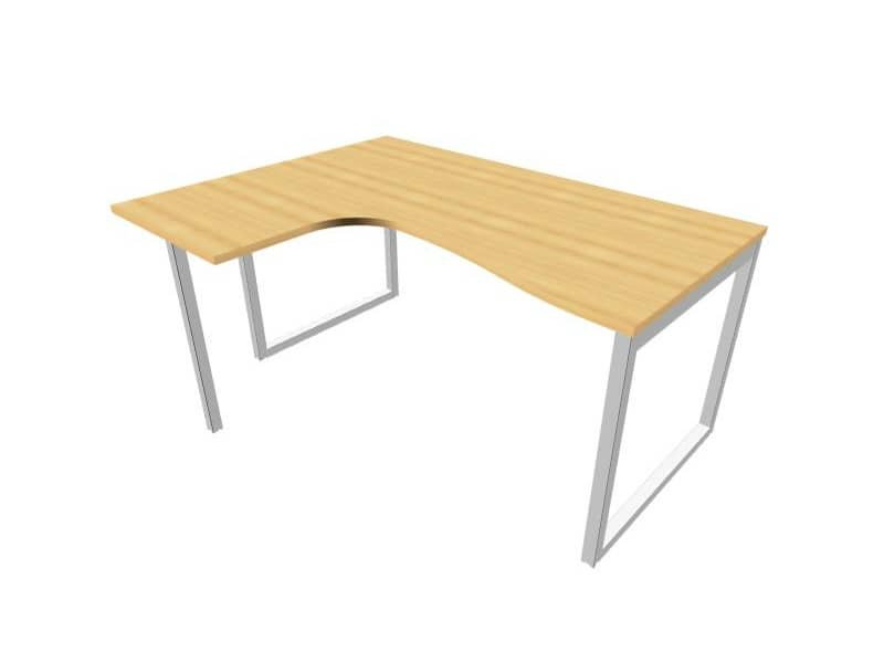 Scrivania penisola sinistra piano faggio 160x120xH.75 cm gamba ad anello acciaio argento Practika P2 ECSAT16S-FA-A