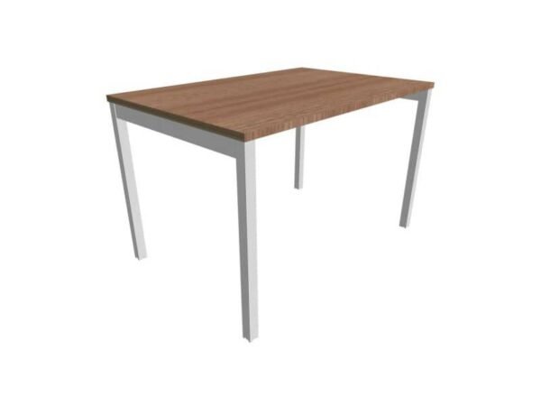 Scrivania piano noce canaletto 120x80xH.75 cm gamba a ponte in acciaio argento linea Practika P3 ECSPT120-NO-A
