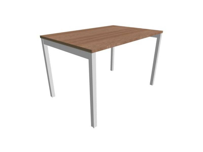 Scrivania piano noce canaletto 120x80xH.75 cm gamba a ponte in acciaio argento linea Practika P3 ECSPT120-NO-A