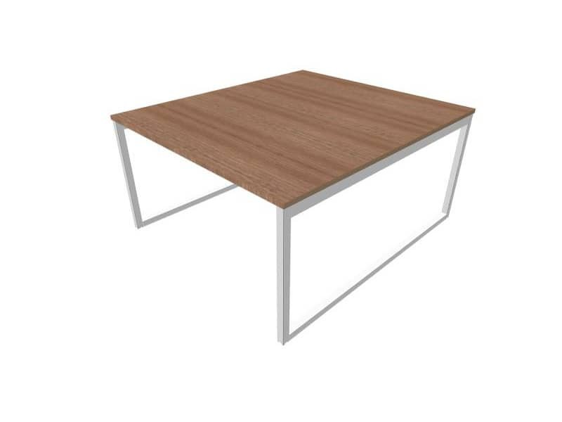 Bench piano noce canaletto 140x160xH.75 cm gamba ad anello in acciaio argento linea Practika P2 – ECBEA14-NO-A