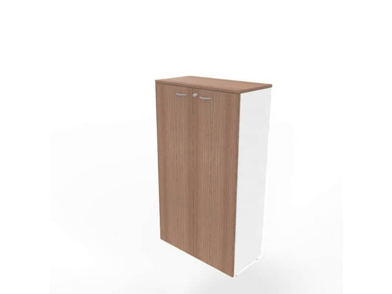 Armadio medio con ante noce canaletto scocca bianca 90x45xH.160 cm linea Practika Quadrifoglio – ECEL90L-NO-BA-NO
