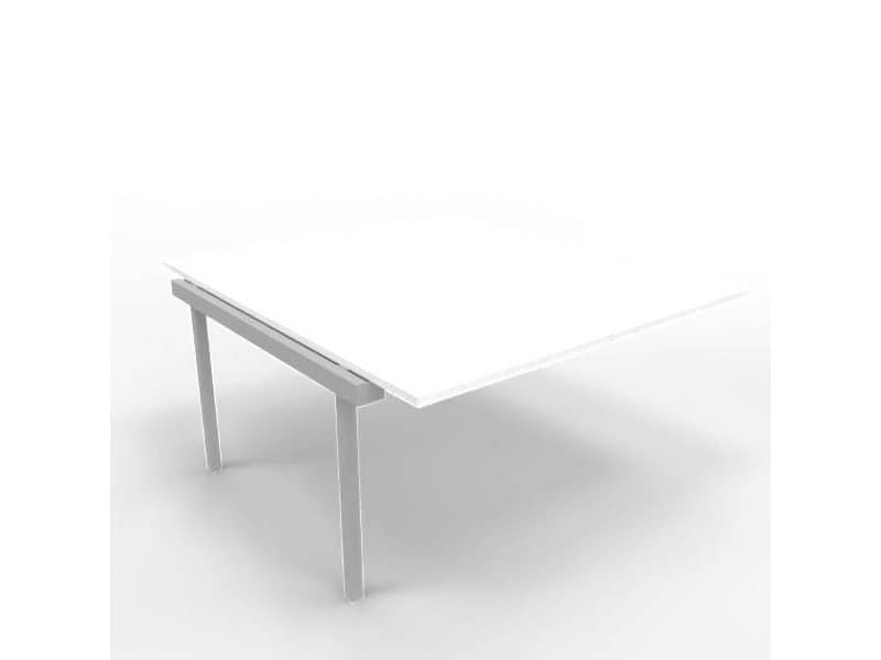 Postazione aggiuntiva bench piano bianco 140x160xH.75 cm gamba a ponte in acciaio argento Practika P3 – ECBIC14-BA-A
