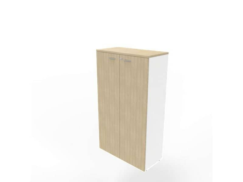 Armadio medio con ante battenti rovere scocca bianca 90x45xH.160 cm linea Practika Quadrifoglio – ECEL90L-RK-BA-RK