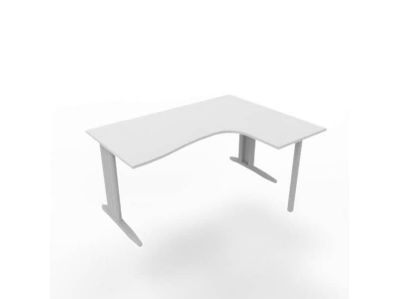 Scrivania penisola destra piano grigio 160x120xH.75 cm gamba a L in acciaio argento linea Practika P1 ECSMT16D-GR-A