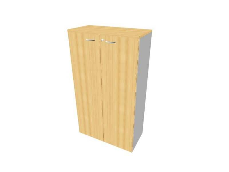 Armadio medio con ante battenti faggio scocca argento 90x45xH.160 cm linea Practika Quadrifoglio – ECEL90L-FA-AA-FA