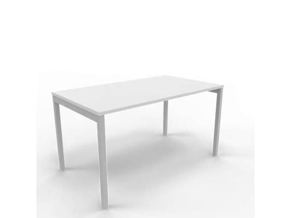 Scrivania piano grigio 140x80xH.75 cm gamba a ponte in acciaio argento linea Practika P3 Quadrifoglio - ECSPT140-GR-A
