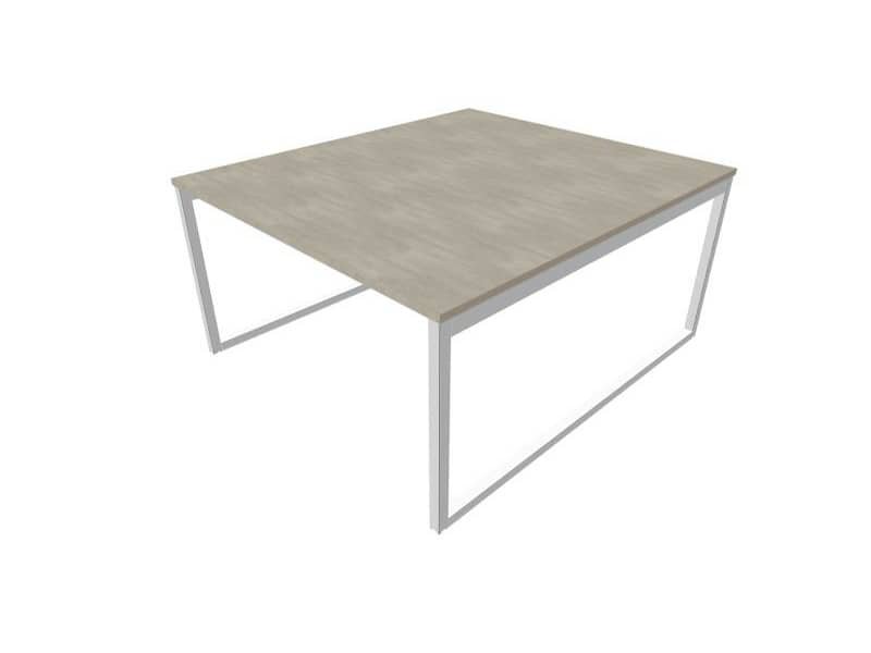 Bench piano cemento 140x160xH.75 cm gamba ad anello in acciaio argento linea Practika P2 Quadrifoglio – ECBEA14-CL-A