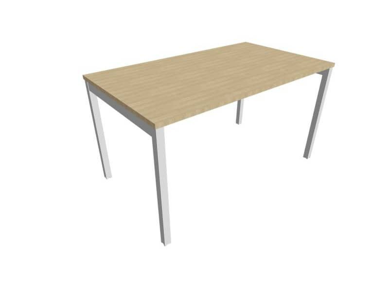 Scrivania piano rovere 140x80xH.75 cm gamba a ponte in acciaio argento linea Practika P3 Quadrifoglio – ECSPT140-RK-A