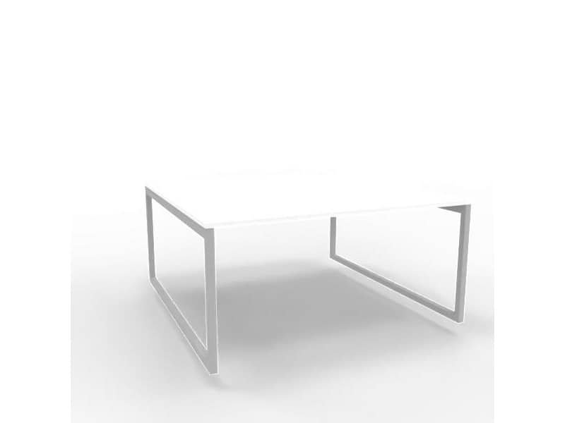 Bench piano bianco 160x160xH.75 cm gamba ad anello in acciaio argento linea Practika P2 Quadrifoglio – ECBEA16-BA-A