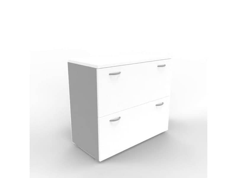 Armadio basso bianco con scocca argento 90x45xH.81,5 cm con due classificatori estraibili Practika – ECEB90C-BA-AA-BA