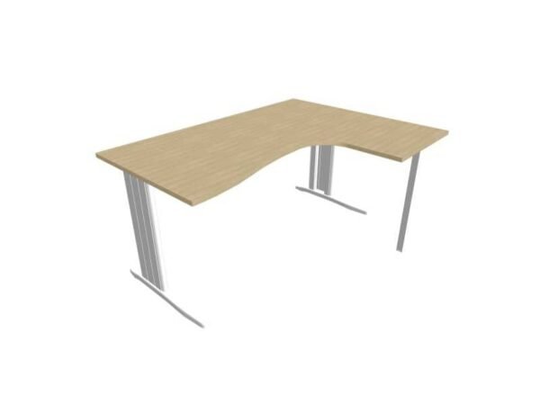 Scrivania penisola destra piano rovere 160x120xH.75 cm gamba a L in acciaio argento linea Practika P1 ECSMT16D-RK-A