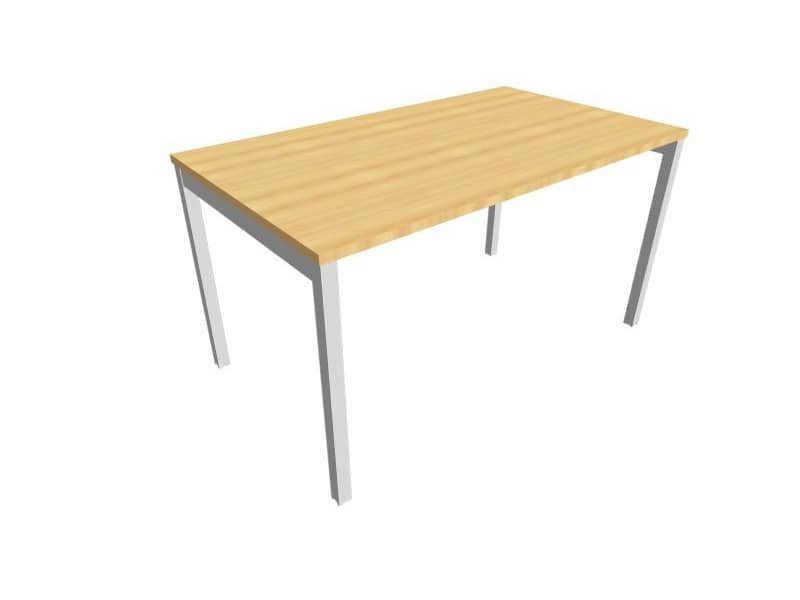 Scrivania piano faggio 140x80xH.75 cm gamba a ponte in acciaio argento linea Practika P3 Quadrifoglio – ECSPT140-FA-A