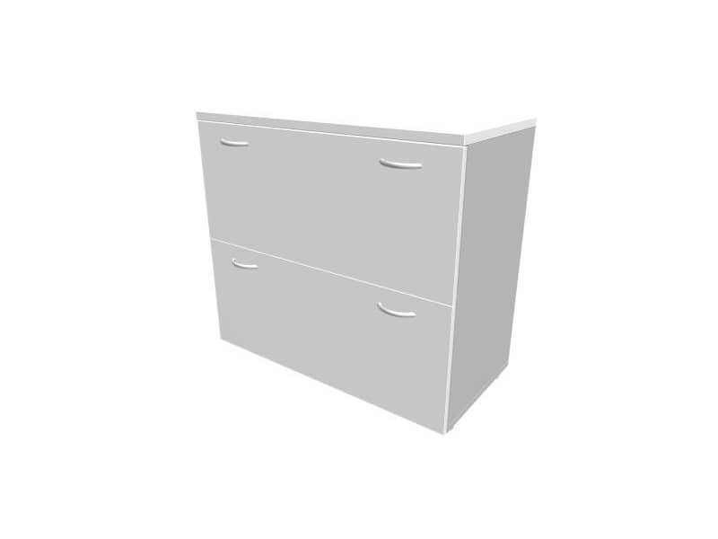 Armadio basso grigio con scocca argento 90x45xH.81,5 cm con due classificatori cm Quadrifoglio finitura grigio