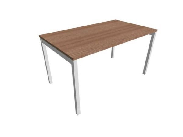 Scrivania piano noce canaletto 140x80xH.75 cm gamba a ponte in acciaio argento linea Practika P3 ECSPT140-NO-A
