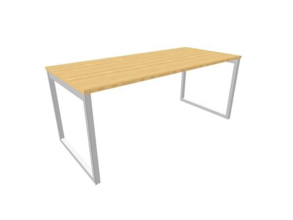 Scrivania piano faggio 180x80xH.75 cm gamba ad anello in acciaio argento linea Practika P2 Quadrifoglio - ECSAT180-FA-A