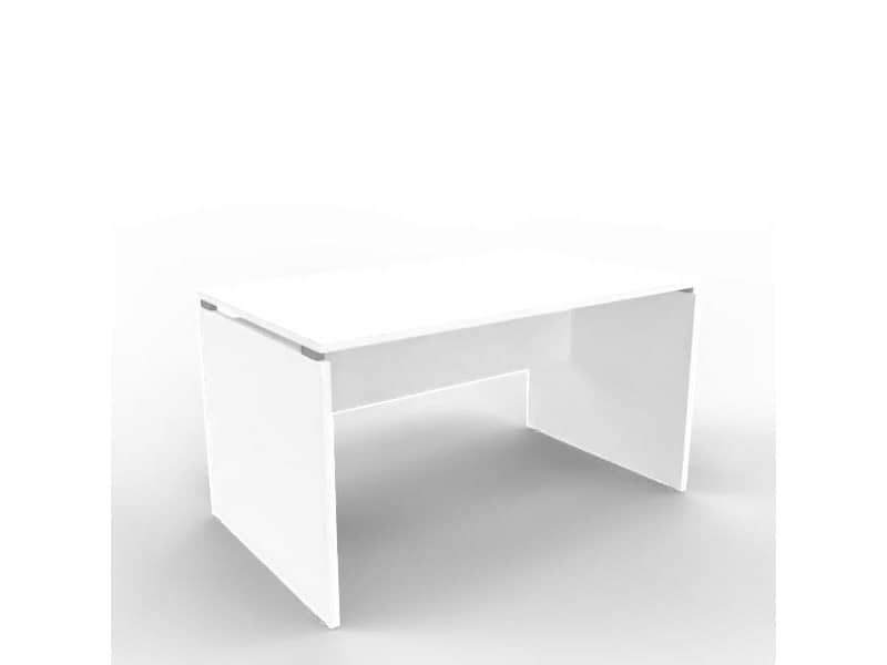 Scrivania piano bianco 140x80xH.75 cm fianco a pannello in melaminico in tinta Practika P4 Quadrifoglio ECSLP140-BA-BA