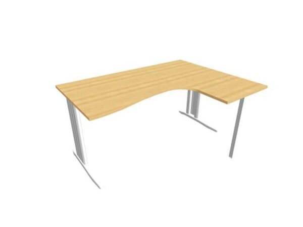 Scrivania penisola destra piano faggio 160x120xH.75 cm gamba a L in acciaio argento linea Practika P1 ECSMT16D-FA-A