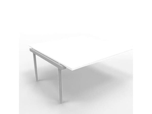 Postazione aggiuntiva bench piano bianco 160x160xH.75 cm gamba a ponte in acciaio argento Practika P3 - ECBIC16-BA-A