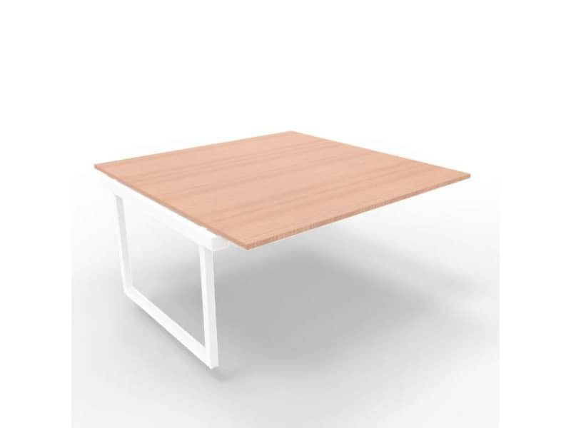 Postazione aggiuntiva bench piano noce 160x160xH.75 cm gamba ad anello in acciaio bianco Practika P2 ECBIA16-NO-I