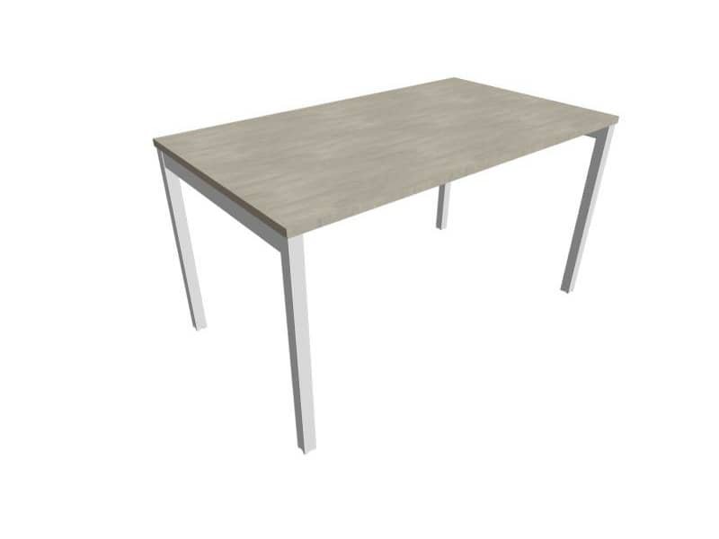 Scrivania piano cemento 140x80xH.75 cm gamba a ponte in acciaio argento linea Practika P3 Quadrifoglio – ECSPT140-CL-A