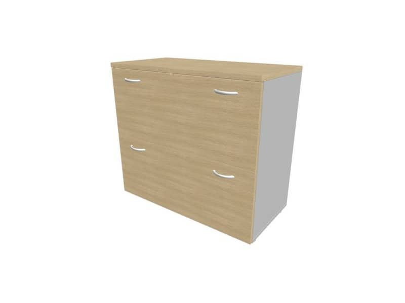 Armadio basso rovere con scocca argento 90x45xH.81,5 cm con due classificatori estraibili Practika – ECEB90C-RK-AA-RK