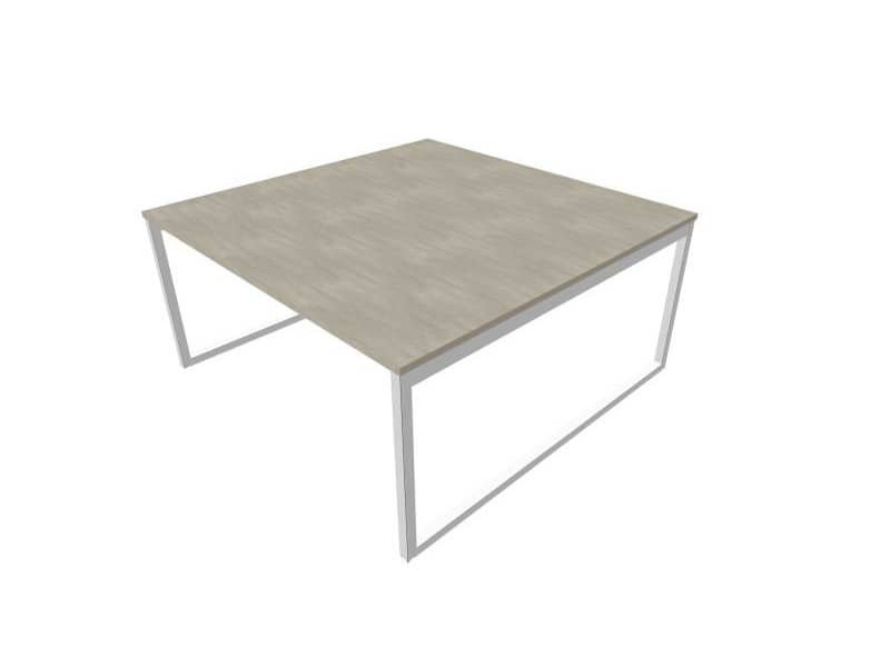 Bench piano cemento 160x160xH.75 cm gamba ad anello in acciaio argento linea Practika P2 Quadrifoglio – ECBEA16-CL-A