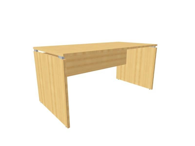 Scrivania piano faggio 160x80xH.75 cm fianco a pannello in melaminico in tinta Practika P4 Quadrifoglio ECSLP160-FA-FA