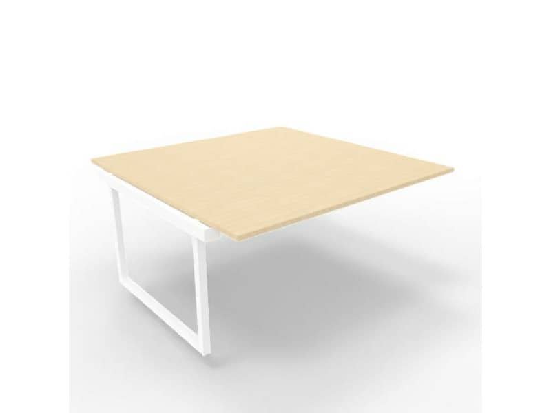 Postazione aggiuntiva bench piano rovere 160x160xH.75 cm gamba ad anello in acciaio bianco Practika P2 ECBIA16-RK-I